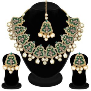 Bridal Necklace Set with Earrings & Maang Tikka for Women on Teej